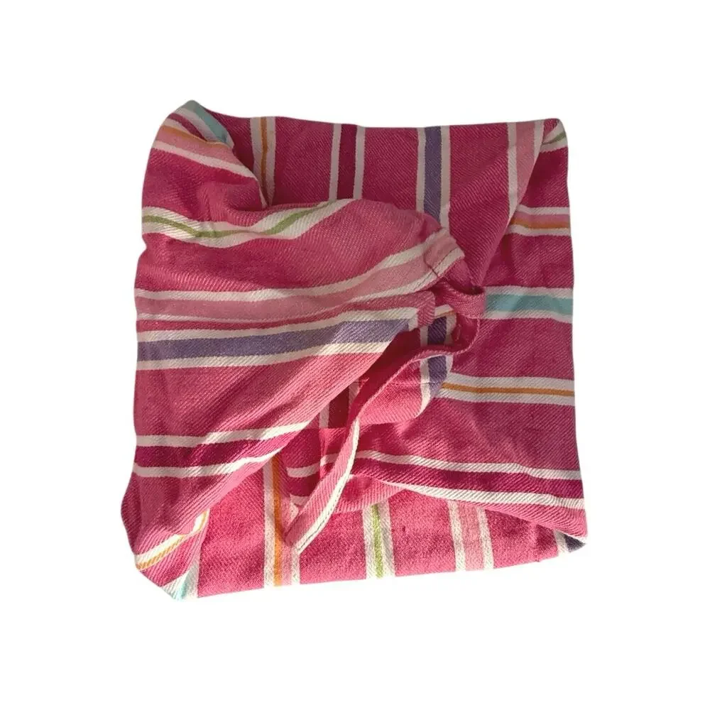 Pottery Barn Kids pink stripe bundle 1 hamper liner, 1 curtain, 2 basket liners
